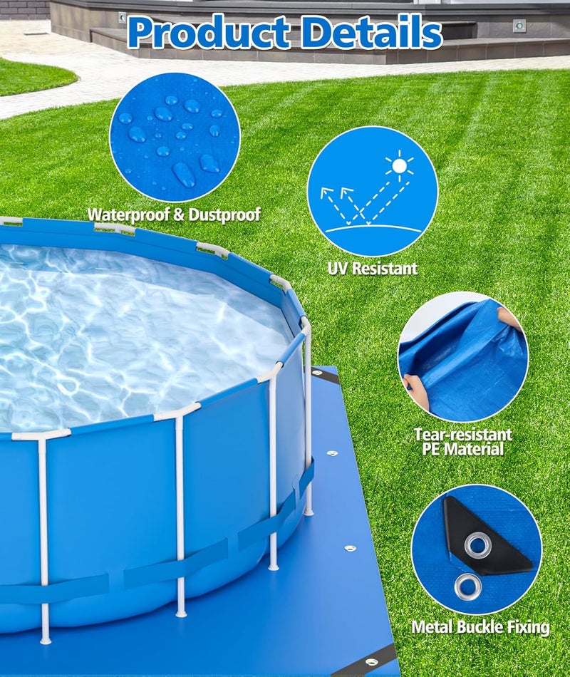 EPN Pool Liner Pad for Above Ground Pools - Extra Large Swimming Pool Ground Mat for Puncture Protection, Heavy Duty Ground Cloth, Extend Liner Life, Durable Pool Tarp Mat (18FT*18FT) - Image 4